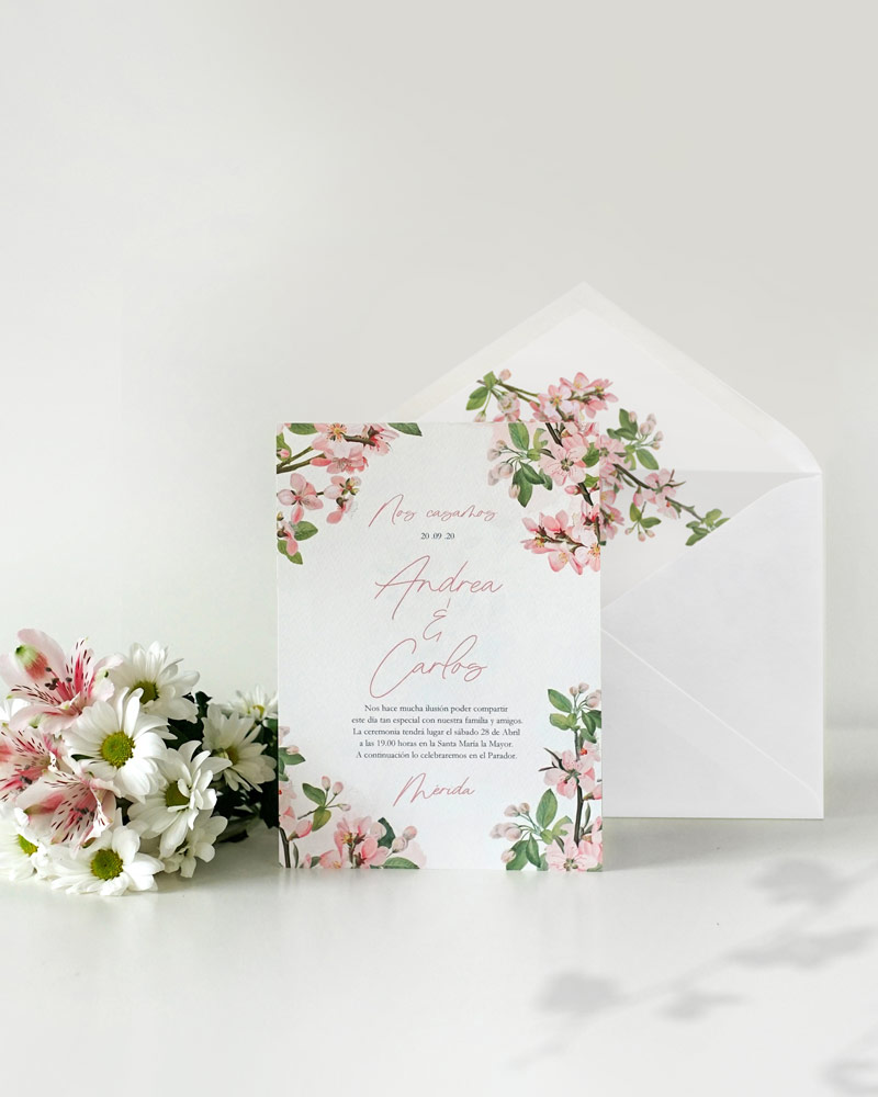 invitación de boda flor de cerezo something cute