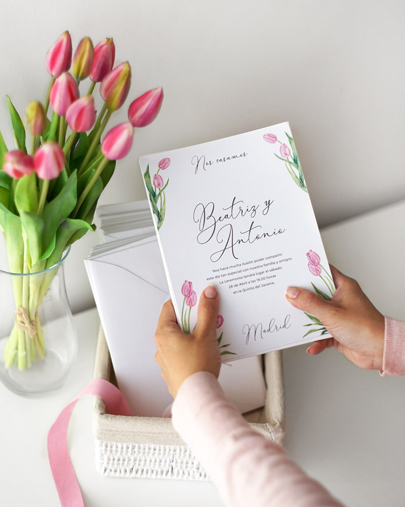 invitación de boda tulipanes something cute